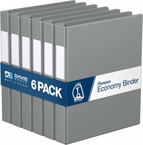 Premium Economy Angle D Ring Binders – 1 inch, Grey