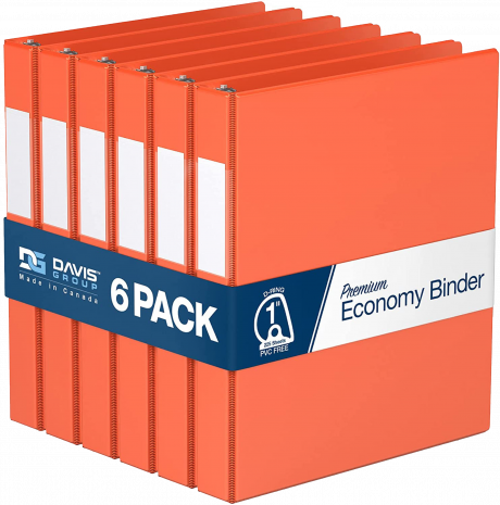 Premium Economy Angle D Ring Binders – 1 inch, Orange