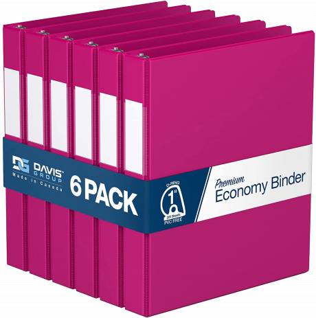 Premium Economy Angle D Ring Binders – 1 inch, Pink