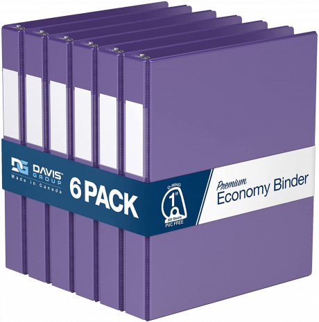 Premium Economy Angle D Ring Binders – 1 inch, Purple