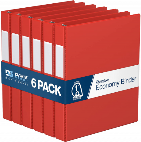 Premium Economy Angle D Ring Binders – 1 inch, Red