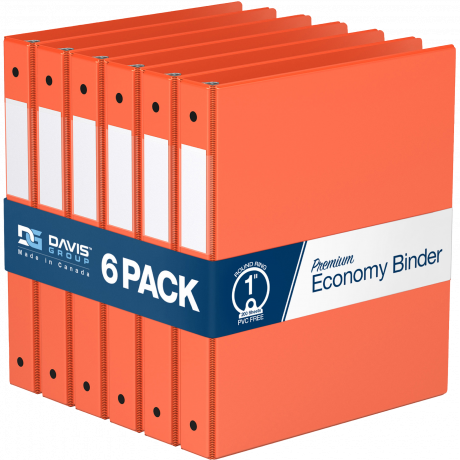 Premium Economy Round Ring Binders – 1 inch, Orange