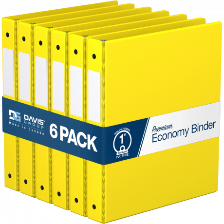 Premium Economy Round Ring Binders – 1 inch, Yellow