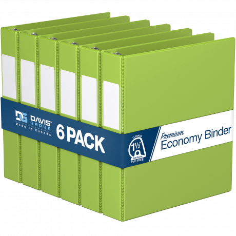 Premium Economy Angle D Ring Binders – 1.5 inch, Lime Green