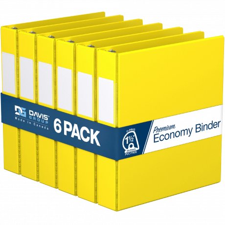 Premium Economy Angle D Ring Binders – 1.5 inch, Yellow