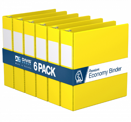 Premium Economy Angle D Ring Binders – 2 inch, Yellow