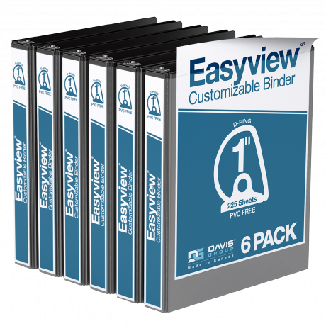 Easyview Angle D Ring Binders – 1 inch, Black