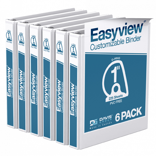 easyview binder 1 inch d ring 6 pack white 1