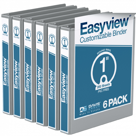 Easyview Round Ring Binders – 1 inch, Grey