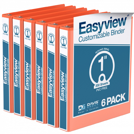 Easyview Round Ring Binders – 1 inch, Orange