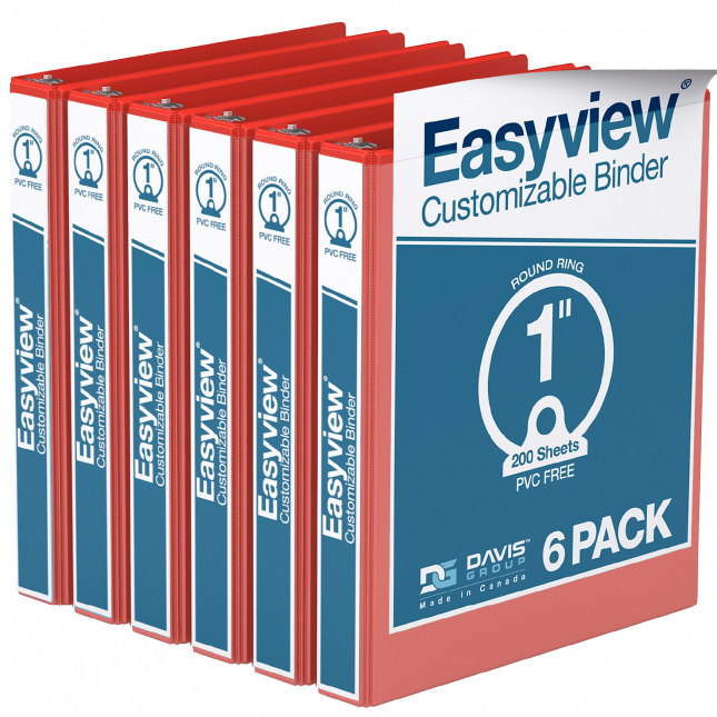 easyview binder 1 inch round ring 6 pack red 1