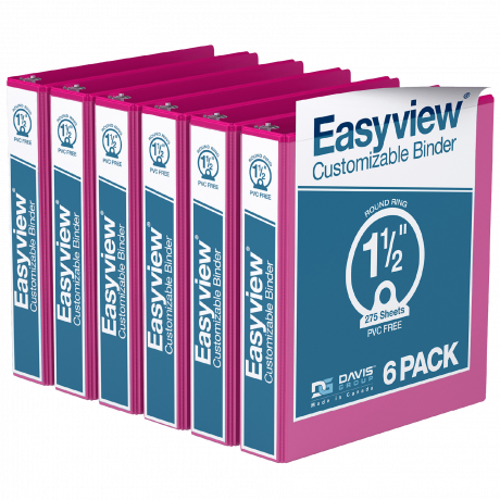 Easyview Round Ring Binders – 1.5 inch, Pink