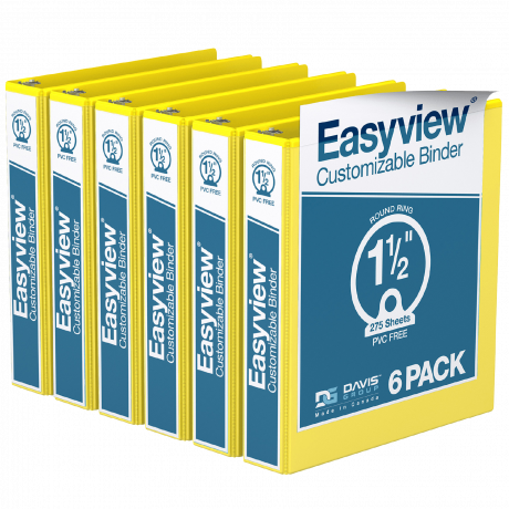 Easyview Round Ring Binders – 1.5 inch, Yellow