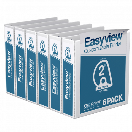 Easyview Angle D Ring Binders – 2 inch, White