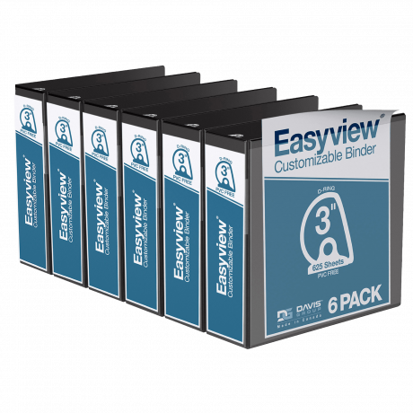 Easyview Angle D Ring Binders – 3 inch, Black