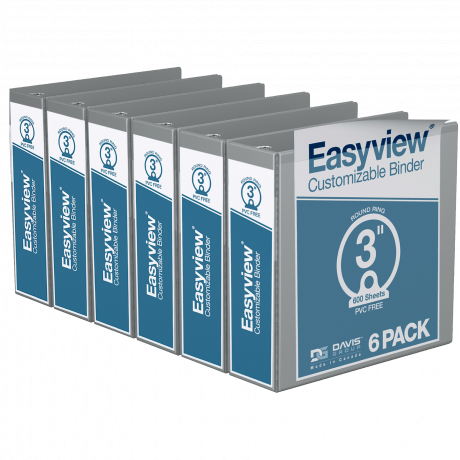 Easyview Round Ring Binders – 3 inch, Grey