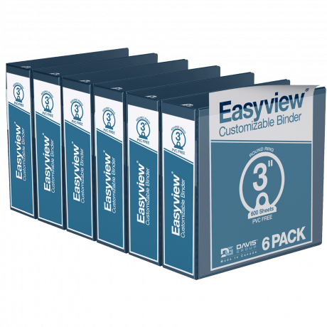 Easyview Round Ring Binders – 3 inch, Navy Blue