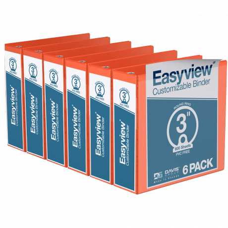 Easyview Round Ring Binders – 3 inch, Orange