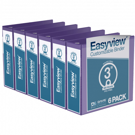 Easyview Round Ring Binders – 3 inch, Purple