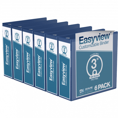 Easyview Round Ring Binders – 3 inch, Royal Blue