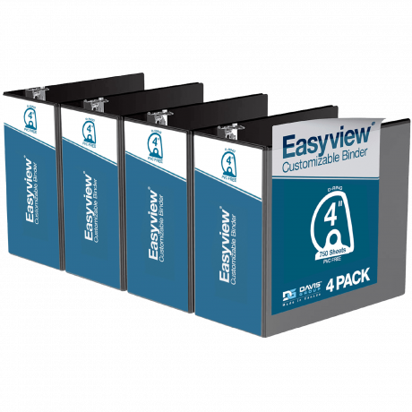 Easyview Angle D Ring Binders – 4 Inch, Black