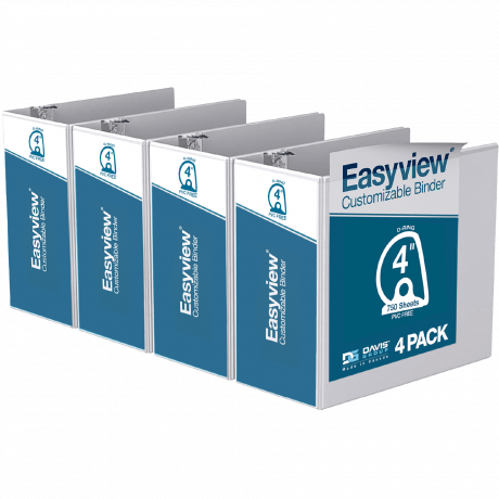 Easyview Angle D Ring Binders – 4 Inch, White