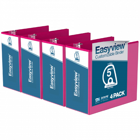 Easyview Angle D Ring Binders – 5 Inch, Pink